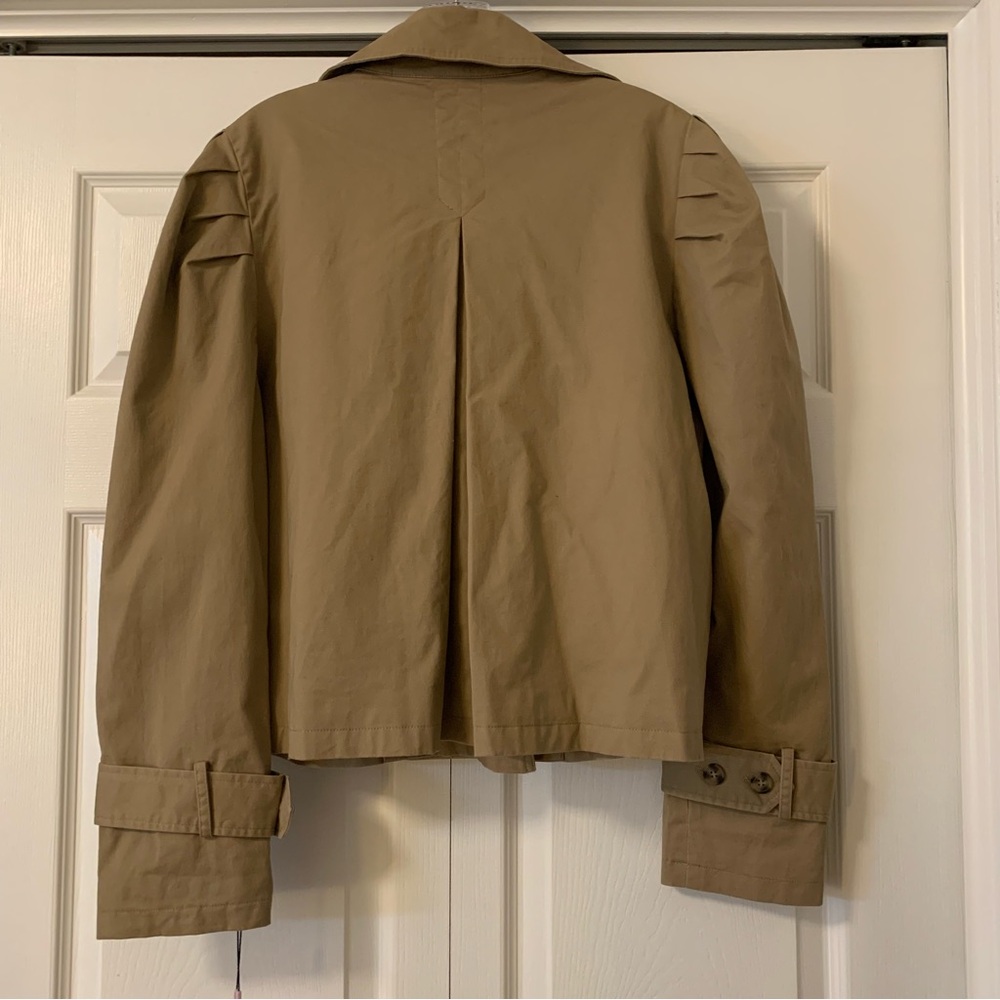 Avec Les Filles Cropped Puff Sleeve Trench Coat Tan Double Breasted XL NWT - Picture 5 of 15